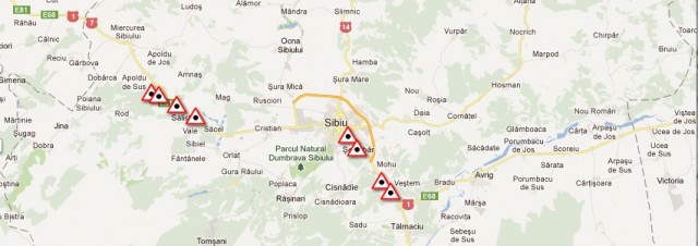 opt puncte negre în judeţul sibiu pe harta zonelor cu cel mai mare risc de accidente rutiere din românia