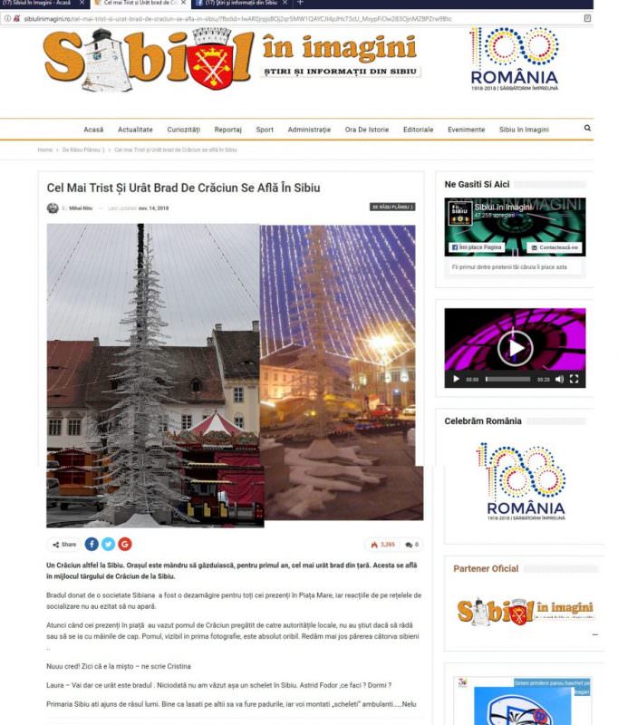 angajatul primăriei rm. vâlcea care a făcut postarea cu bradul din sibiu - e o știre falsă, cu poze prelucrate în photoshop