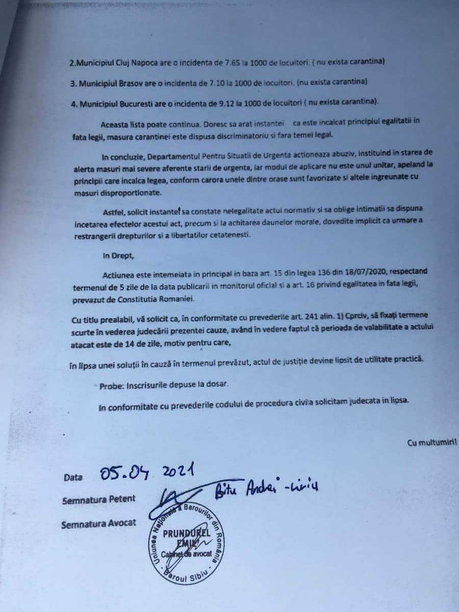 un sibian a contestat în instanță carantinarea cisnădiei - „un abuz, măsura este discriminatorie”