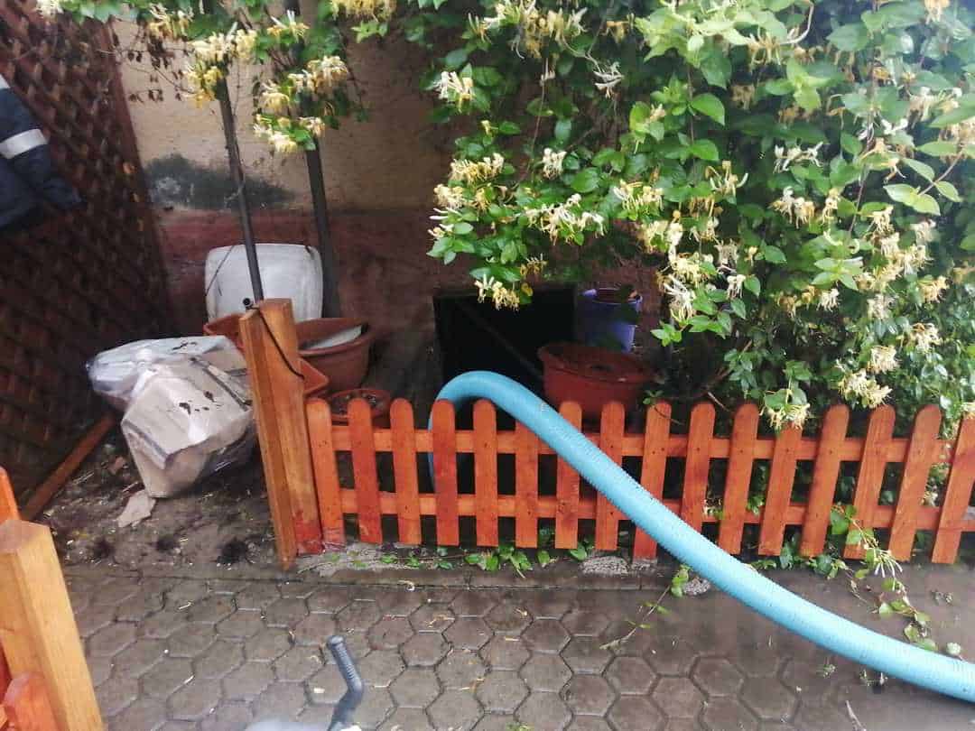 foto subsoluri inundate și pomi căzuți la mediaș în urma polilor torențiale