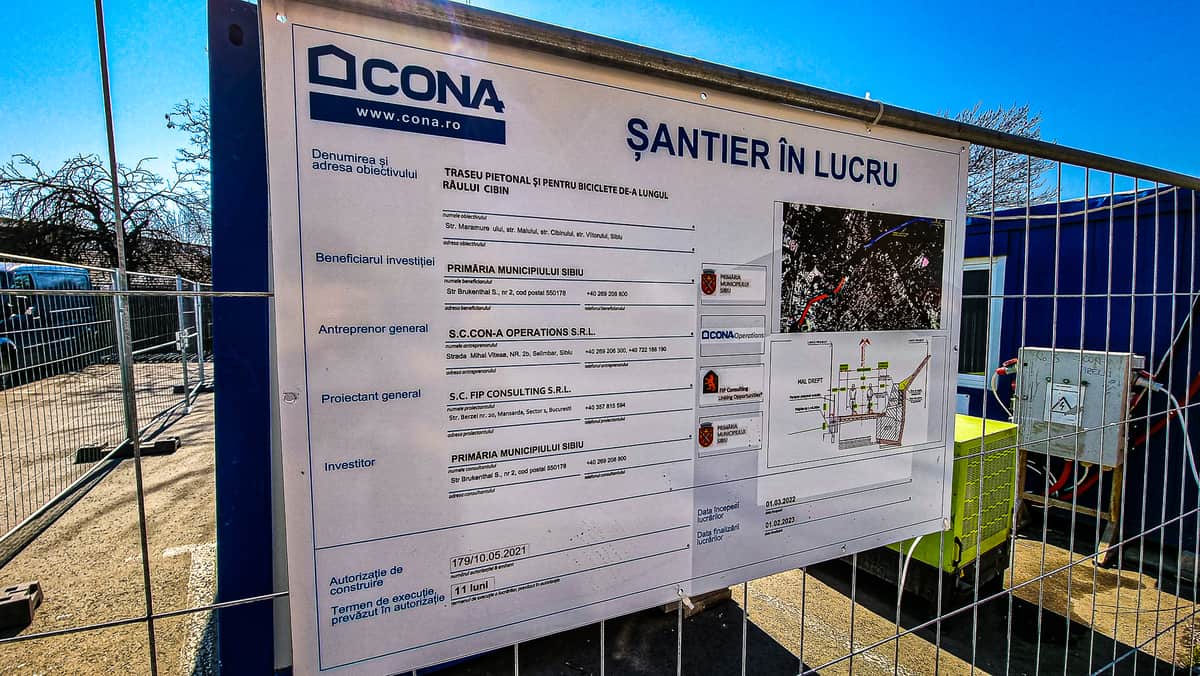 s-a închis parcarea de pe malului - e folosită ca organizare de șantier pentru lucrările de pe malurile cibinului