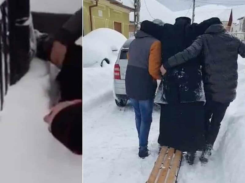 video: preotul din poiana sibiului și-a rupt piciorul în cimitir - cărat cu sania de enoriași - „zăpada nu era curățată”