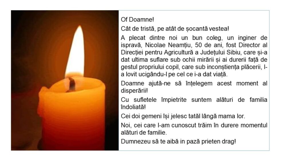 Petre Daea deplânge moartea fostului director al Direcției Agricole Sibiu. „Doamne ajută-ne să înțelegem acest moment” petre daea deplânge moartea fostului director al direcției agricole sibiu. „doamne ajută-ne să înțelegem acest moment”