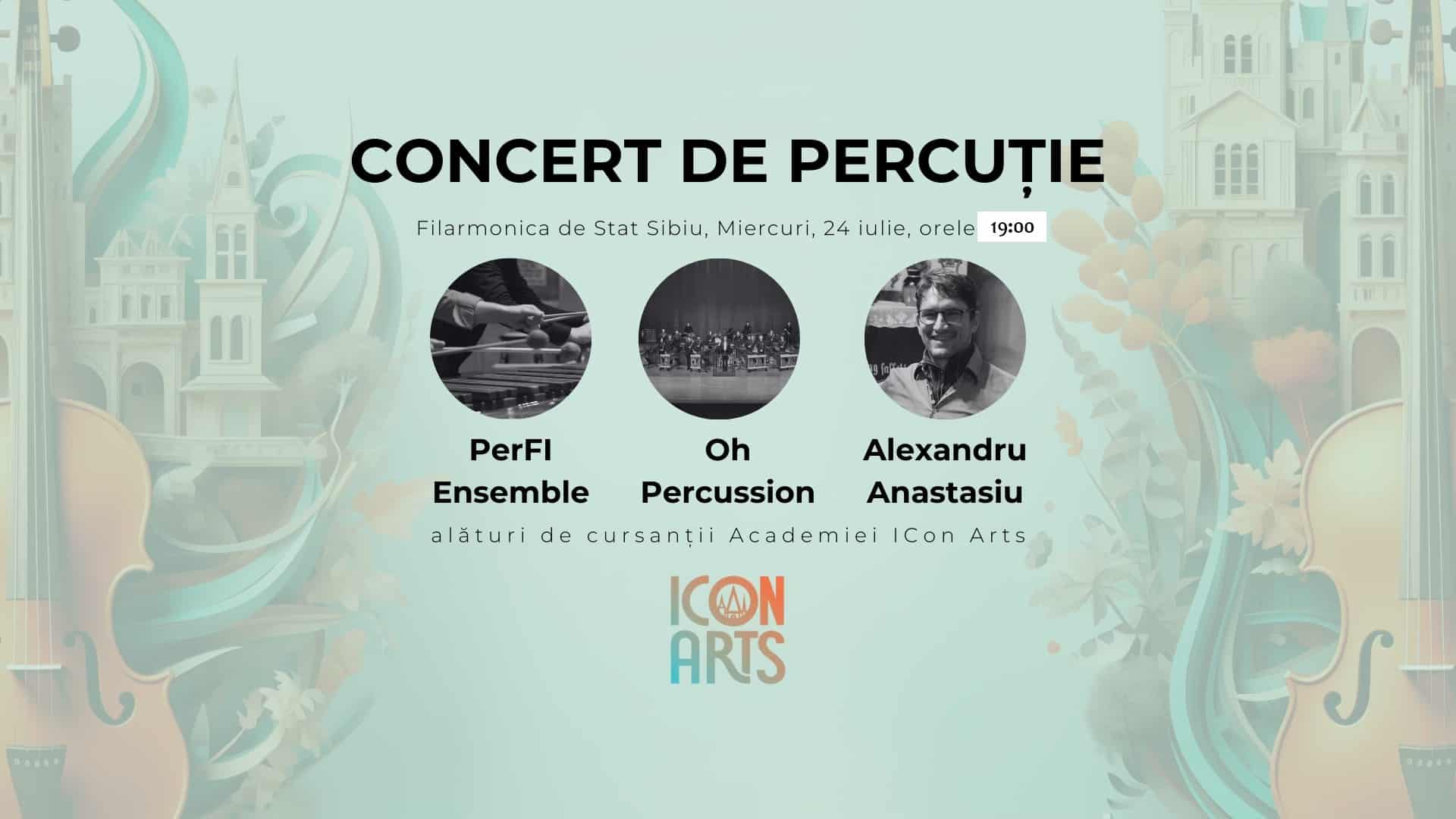 concert de percuție la filarmonica sibiu, în cadrul festivalului icon arts