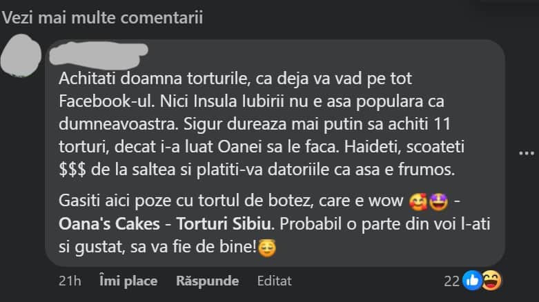 O sibiancă a tras țeapă unei cofetării după ce a comandat 11 torturi și nu le-a plătit o sibiancă a tras țeapă unei cofetării după ce a comandat 11 torturi și nu le-a plătit
