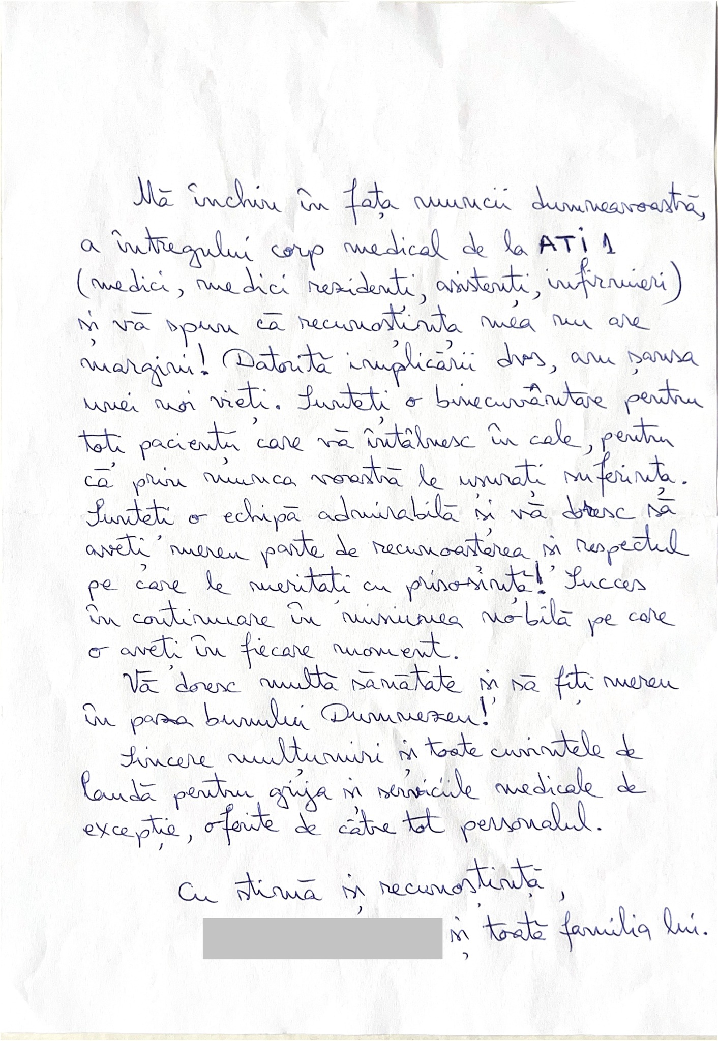 mesajul emoționant al unui pacient către medicii de la ati sibiu. ”mă înclin. am șansa unei noi vieți”